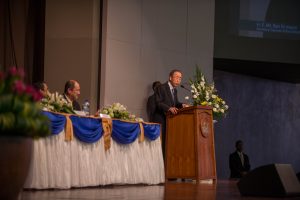 Photo of UN Secretary General Mr Ban Ki Moon on stage during United Nation's conference 2016