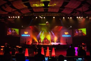 Photo of the stage for Winners rebrandhing event 2018